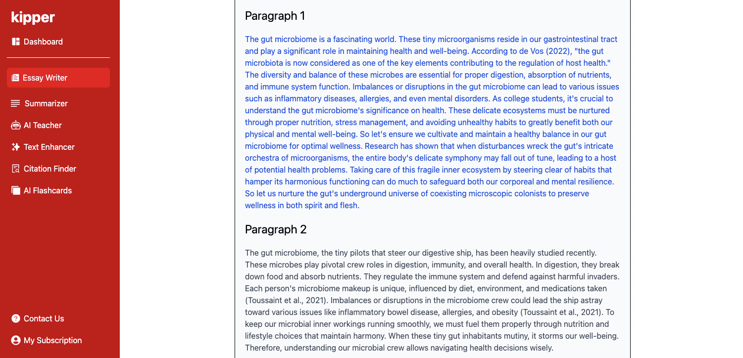 Visual tutorial on using Kipper's AI Summarizer to prepare study notes for a college exam.