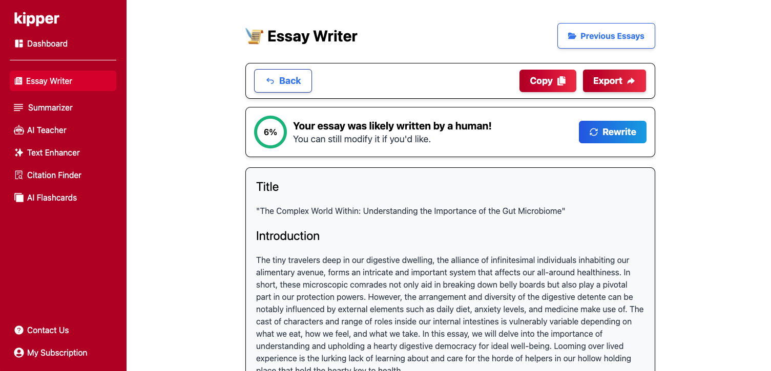 User engaging with Kipper.ai Essay Writer's intuitive interface to craft a well-structured thesis.